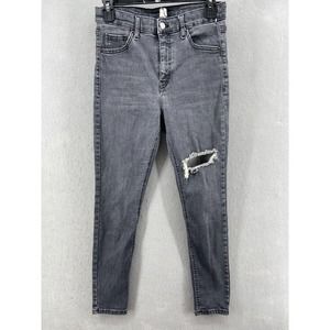 TOPSHOP Jeans Womens‎ Sz 29W 30L Jamie High Waist Ripped Skinny Jeans Gray